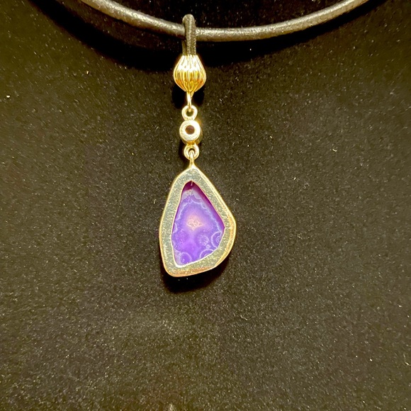 Natural amethyst geode Druzy pendant - Picture 2 of 2
